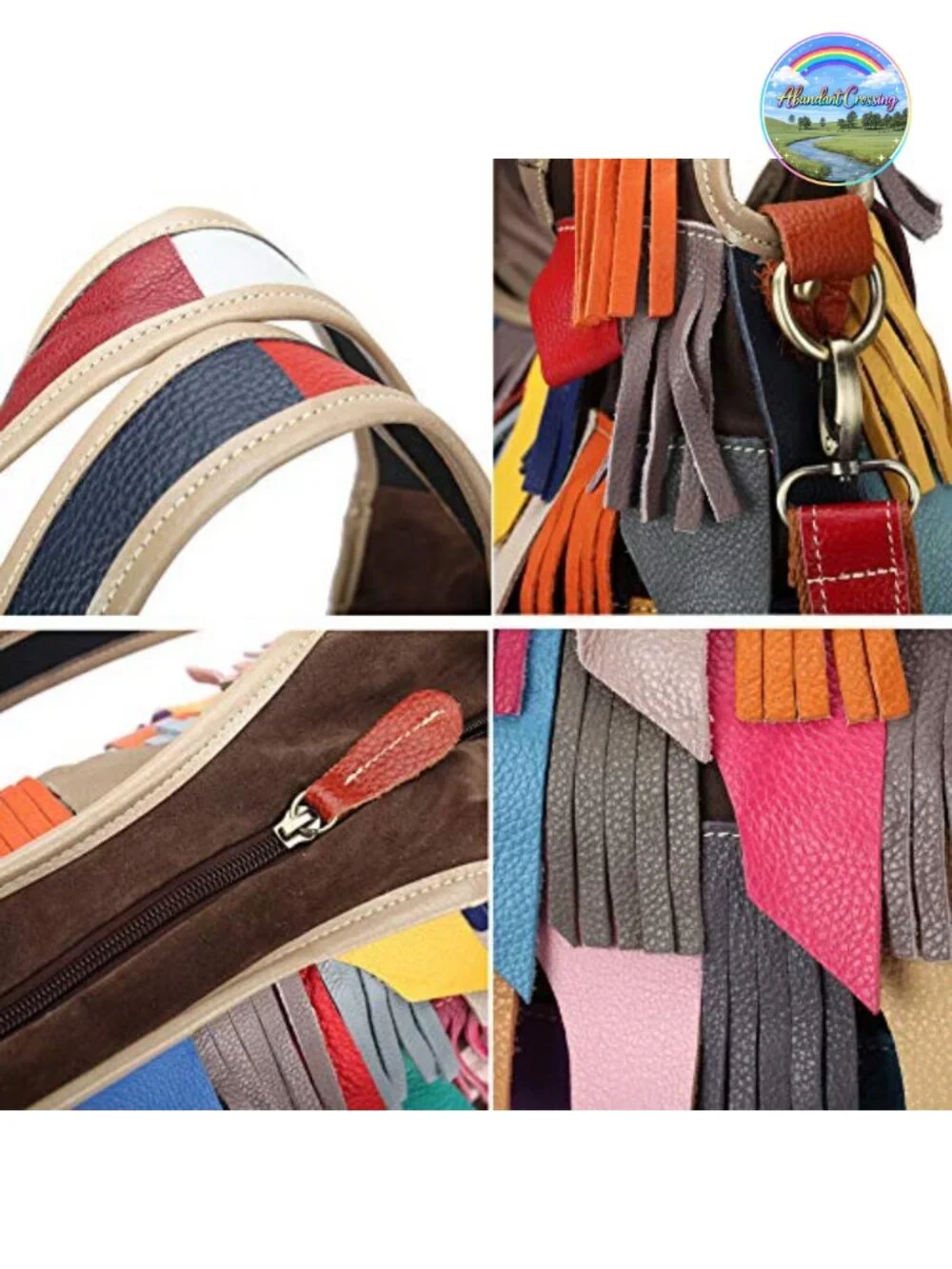Genuine Leather Colorful Tote Handbag Hobo Large Shoulder Bag